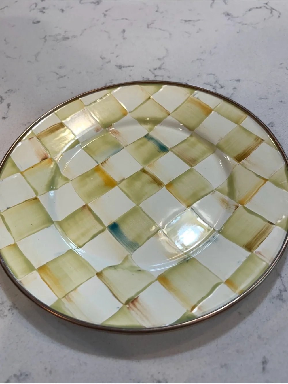 Mackenzie Childs Parchment Check Dome Butter Dish